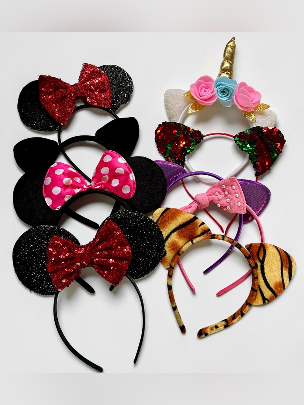 Assorted girls Character Ear Headbands - Glitter, Sequin & Floral Styles